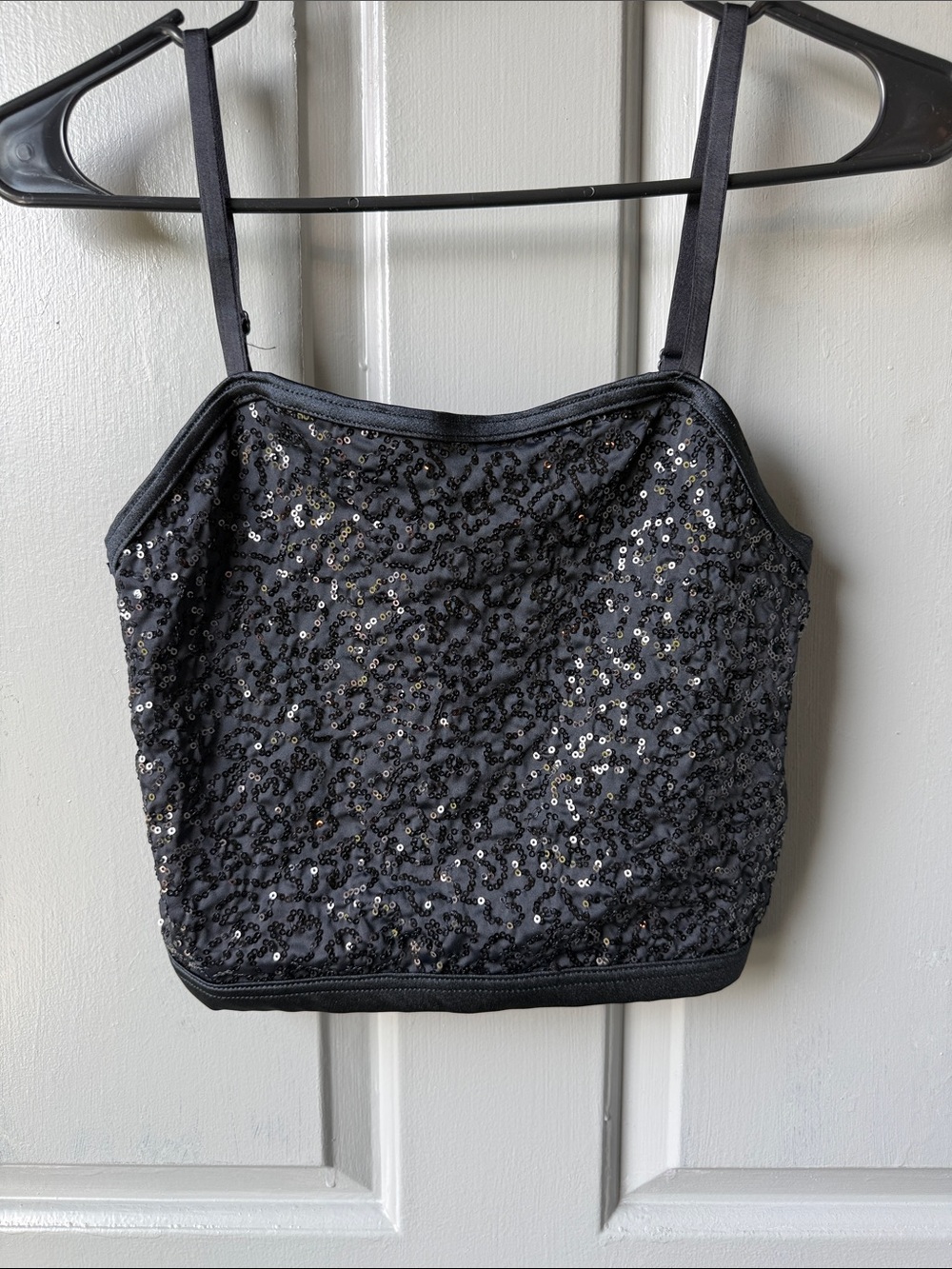 Weissman Black Sequin Crop Camisole